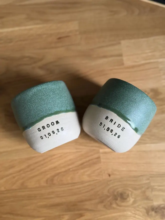 Personalised Bride and Groom Date coffee ceramics cups 