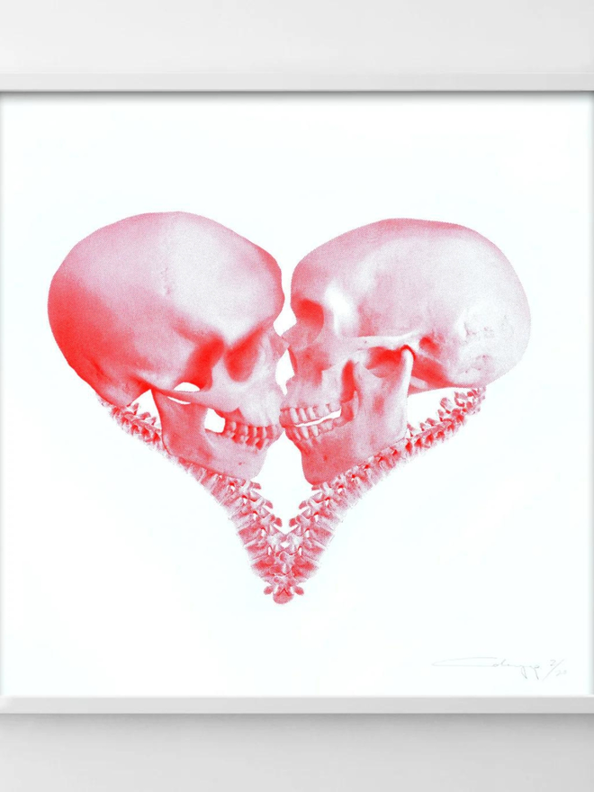 skull heart red screen print