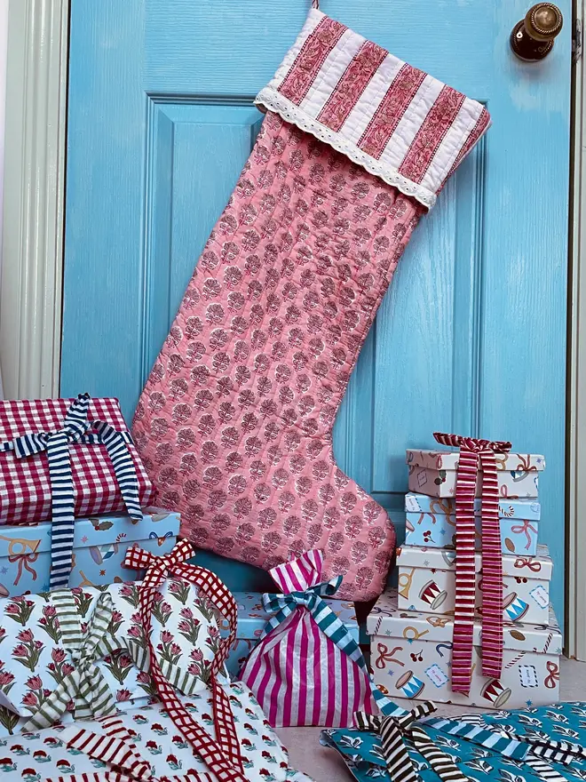 Personalised Large Peach Christmas Stocking