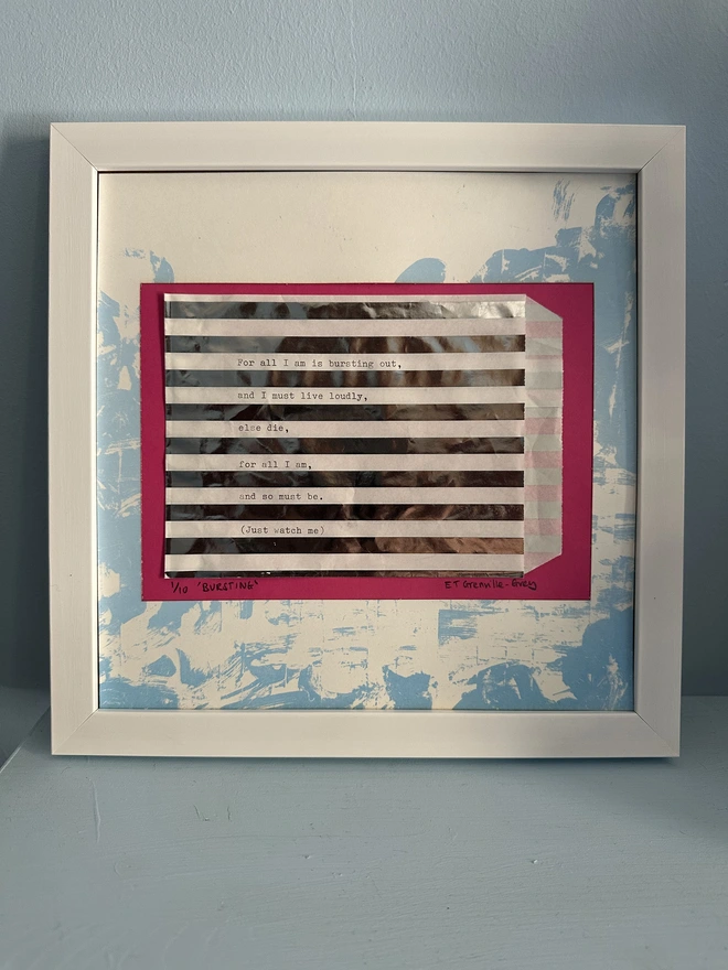 'Bursting' an original sweet nothing framed wall art sweet packet