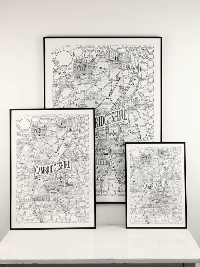 Cambridgeshire Poster Wall Art Print 3 Sizes