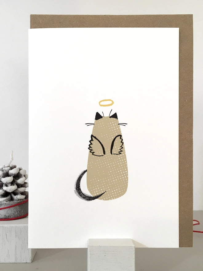 Cat Angel Christmas Card