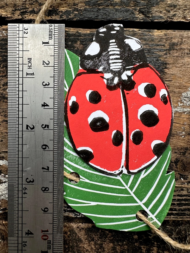 'Lucky Ladybird' Garland Hand Printed Nature Linocut Decor