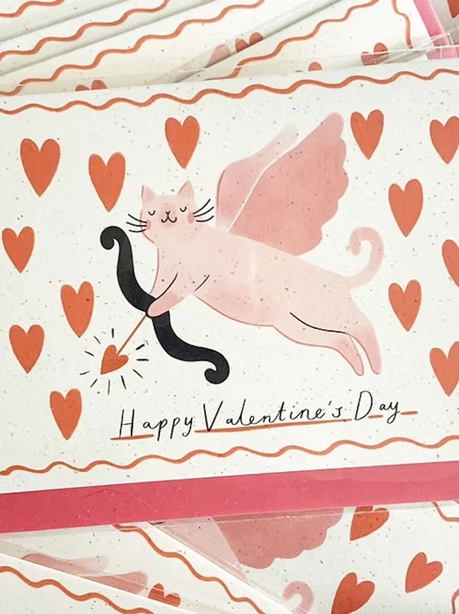 Cupid Kitty Valentine's Card