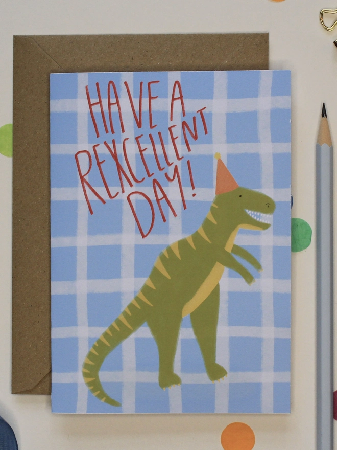 Have a rexcellent day boys dinosaur birthday card
