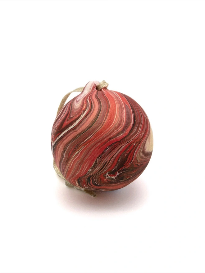 Ceramic Bauble - Red & Gold