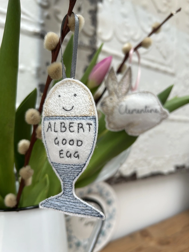 Personalised Embroidered Easter egg Decorations
