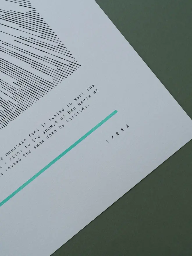 A3 Limited Edition Munro Risograph Print, close up of print caption. 