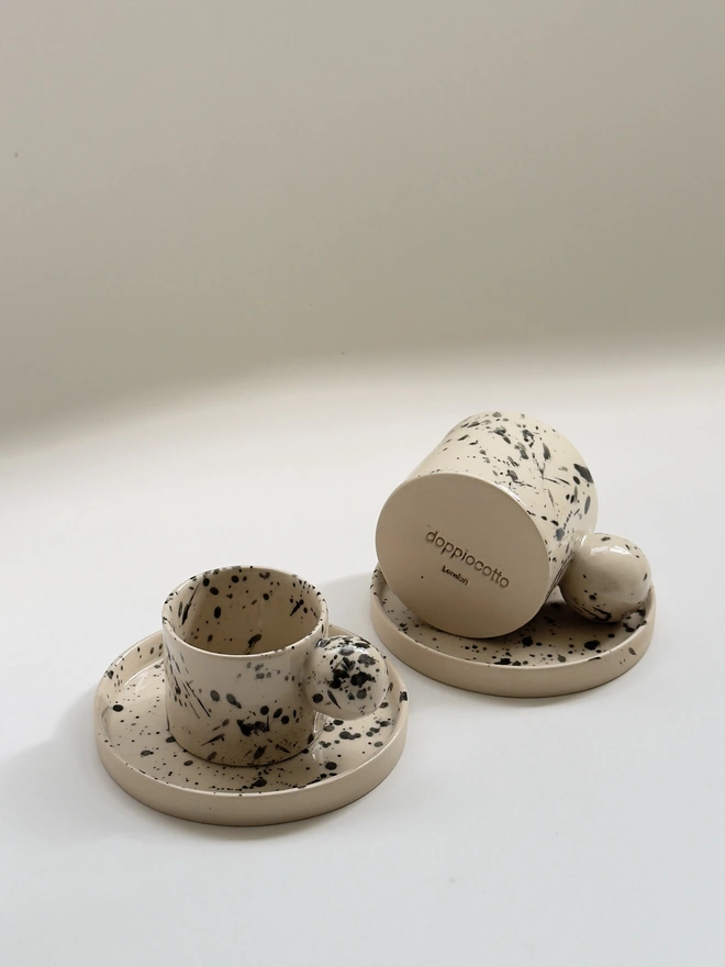 Black & White Speckled Ball Handle Espresso Cup