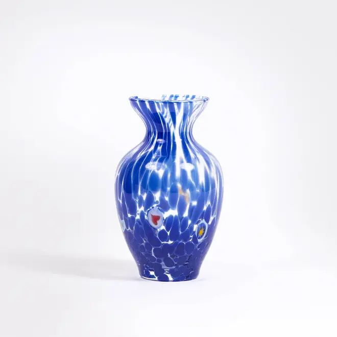loto curved vase in blue