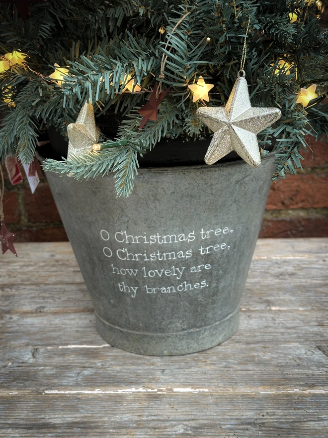 'Oh Christmas Tree' Hand Painted Christmas Tree Tub