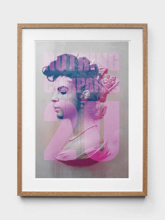 Prince 'Nothing Compares 2U' Art Print - oak frame