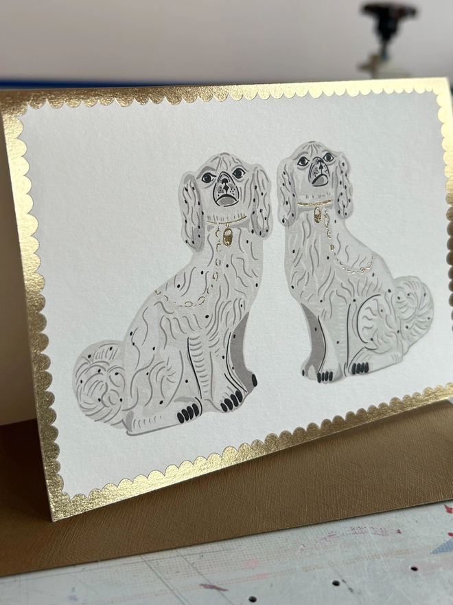 Pink China Dogs, Neon Pink, Hannah Carvell, Card