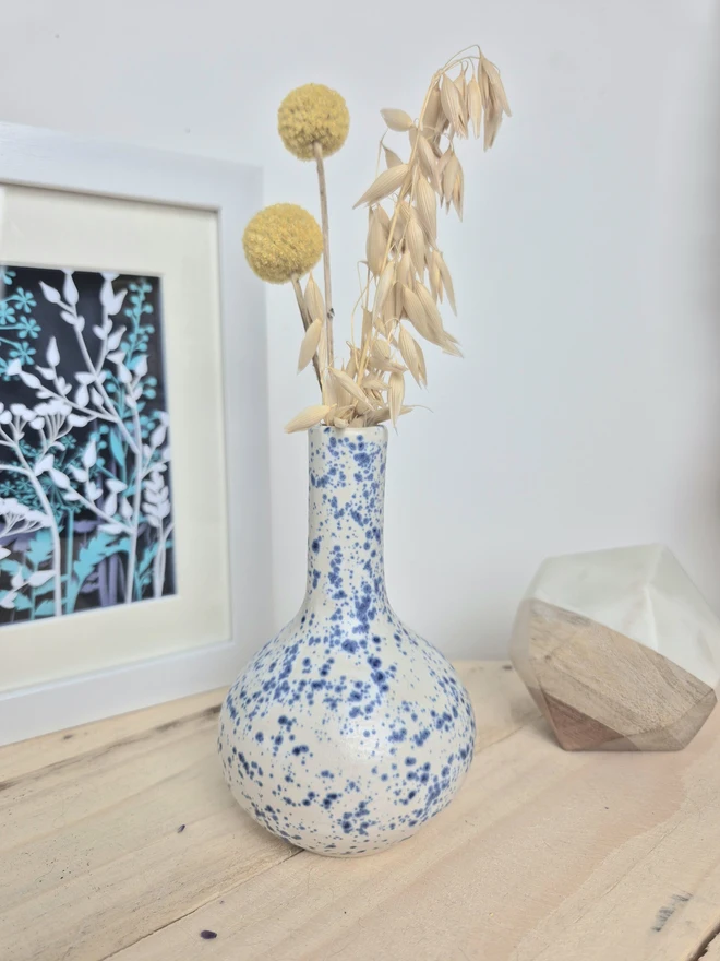 Bud vase, blue and white, flower vase, small vase, ceramic vase, Jenny Hopps Pottery, ceramic gift, home gift, 