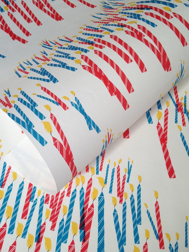 Birthday Wrapping Paper Candle Bunches Design