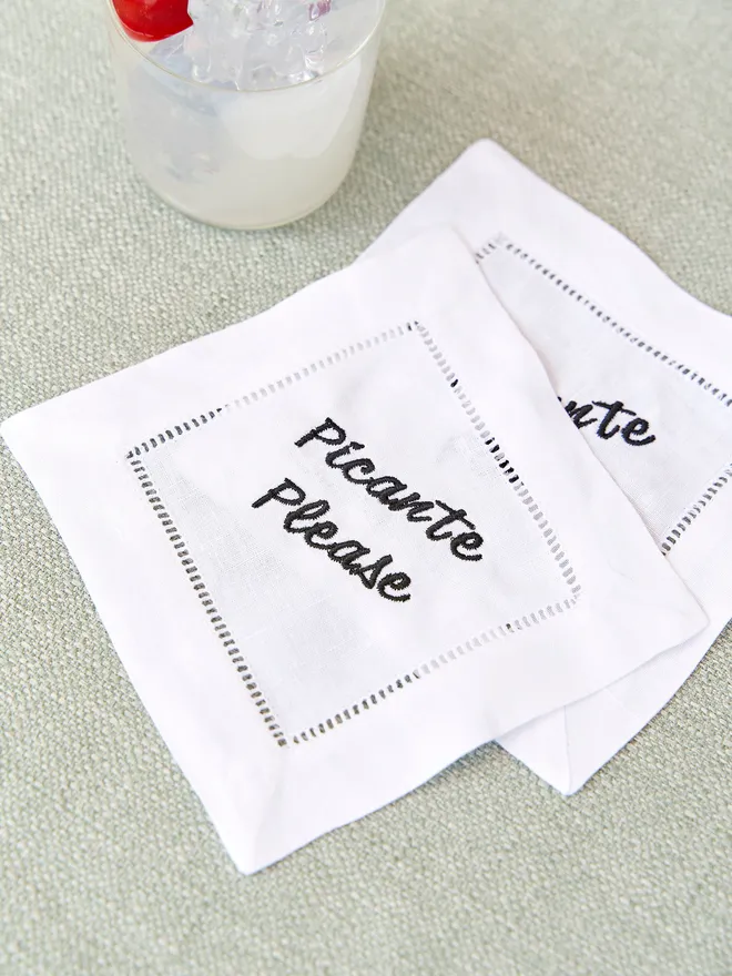 Picante Embroidered Cocktail Napkin (Set Of 2)