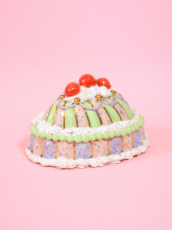 Strawberry Matcha Ceramic Cake Sculpture