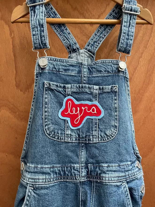 Vintage Chain Stitch Patch on Dungarees