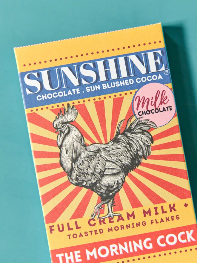 chocolate bar with rooster design
