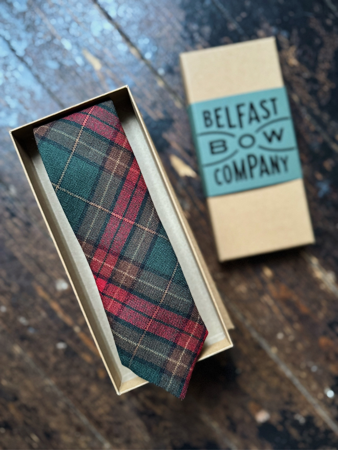 Irish County Tartan Tie handmade by the Belfast Bow Company