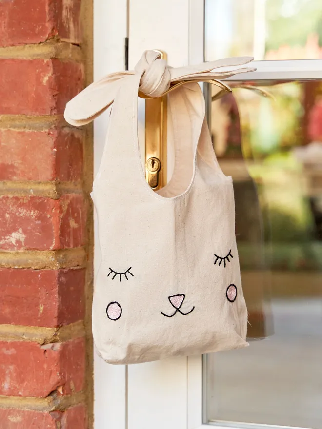 Embroidered bunny treat bag