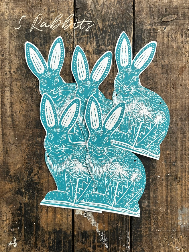Folk Art Rabbit Garland Hand Printed Linocut Bunting 