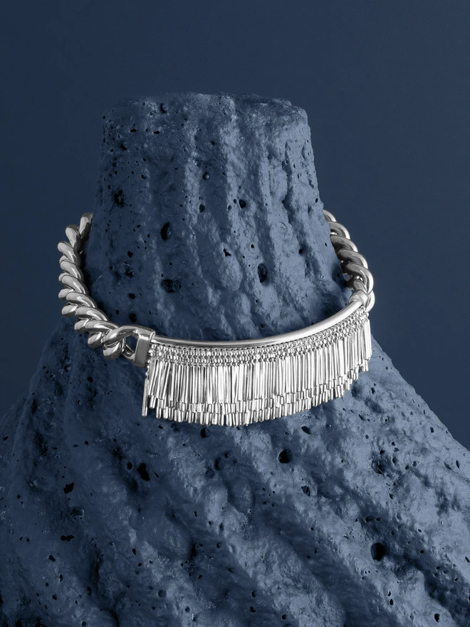 Loel Silver Tassel and Chain Bracelet