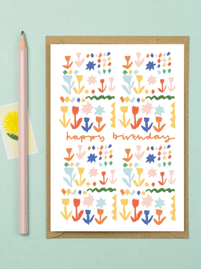 'Happy Birthday' Folk Greeting Card