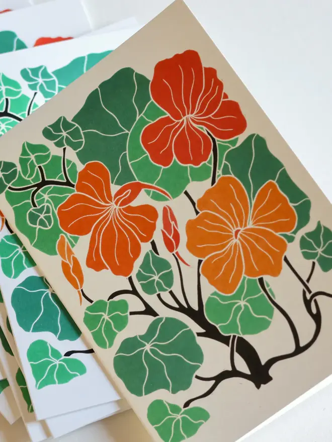 nasturtium flower notecard set