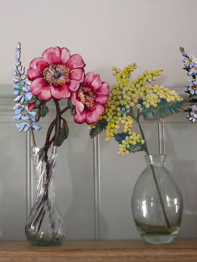 Selection of wooden flowers