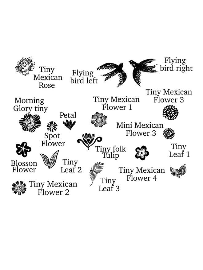 tiny Mexican rubber stamps