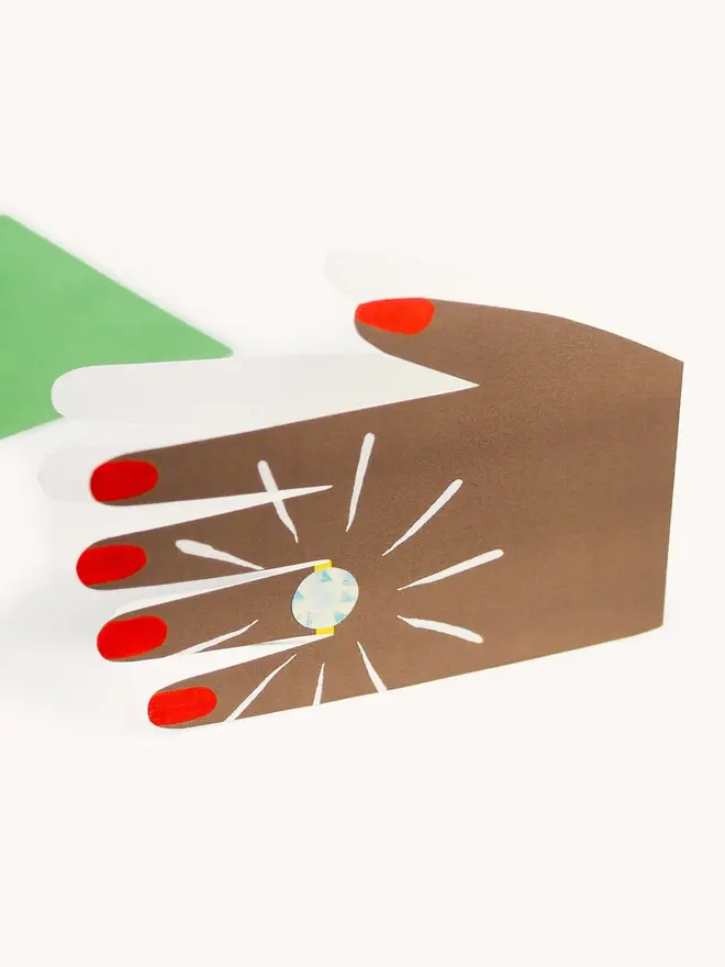 hand shaped diamond engagement ring card