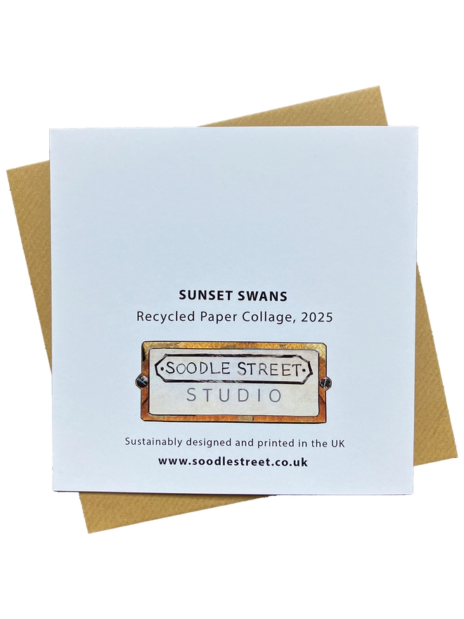 Sunset Swans Card back view