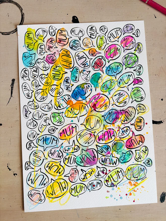 "Mum Mum Mum'' Handwritten Original Artwork