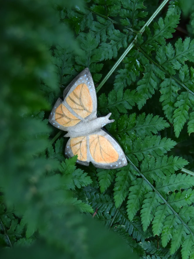  Handmade ecofriendly wooden toy figurines, butterfly toy figure in ferns made by hand by Eric and Albert made in Wales, UK