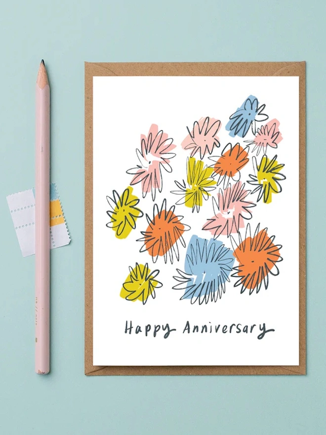 'Happy Anniversary' Bright Floral Anniversary Card