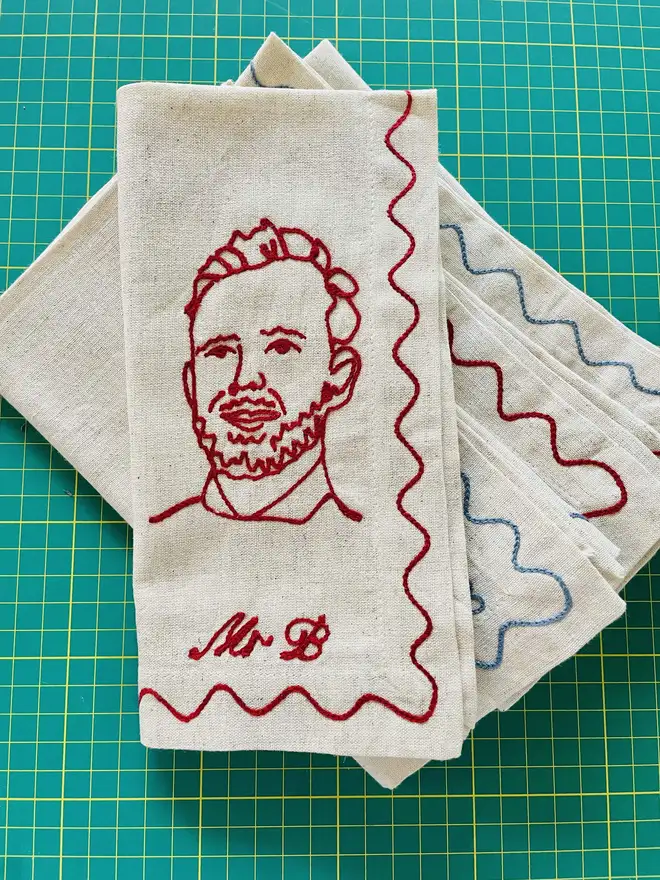 Embroidered Portrait Napkin