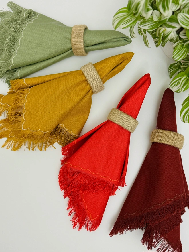 Colourful Frill Napkins (Set Of 4)