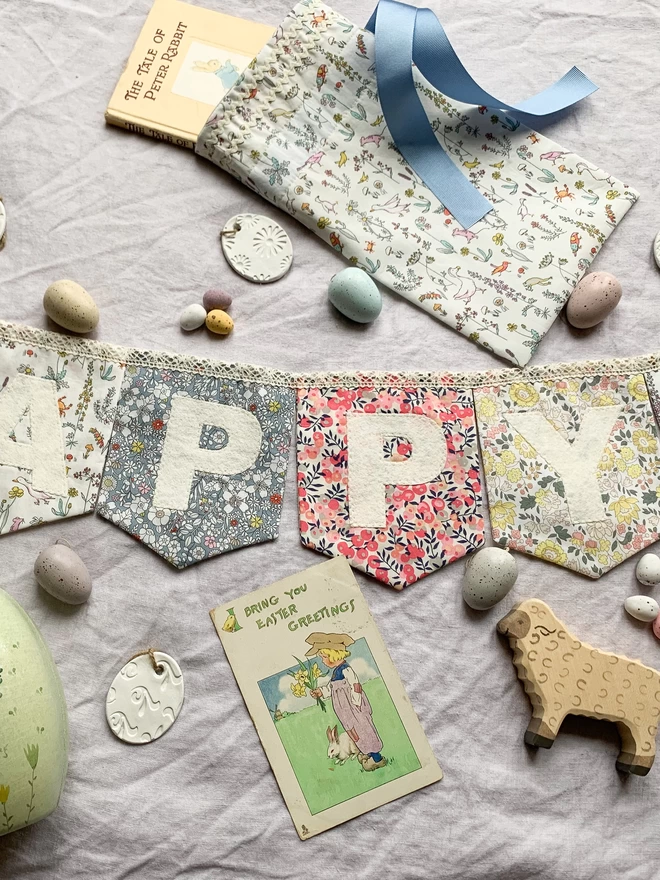 Liberty Print Happy Easter Bunting