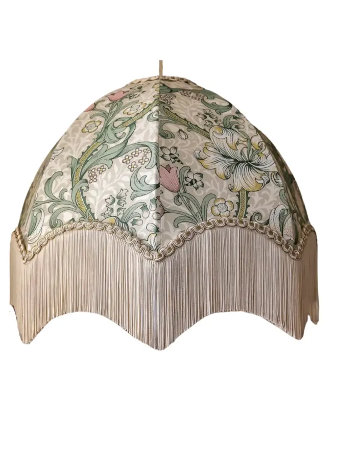 William Morris Golden Lily Fringed Lampshade - Linen/ Blush 