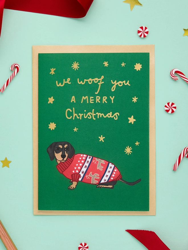 Funny Dachshund Christmas Card