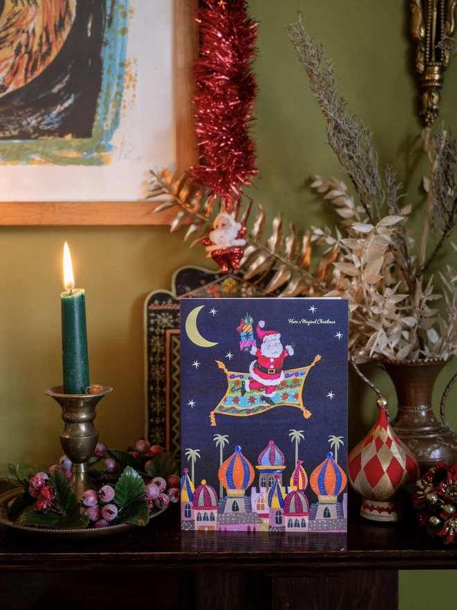 'Have A Magical Christmas', Santa On Magic Carpet Card 