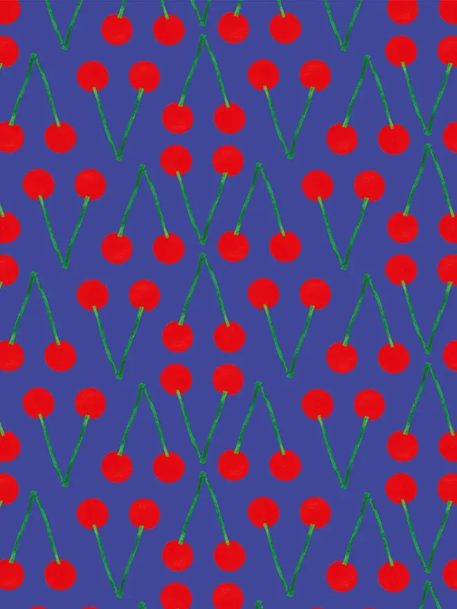 Cherry Pattern Wrapping Paper, close up. 
