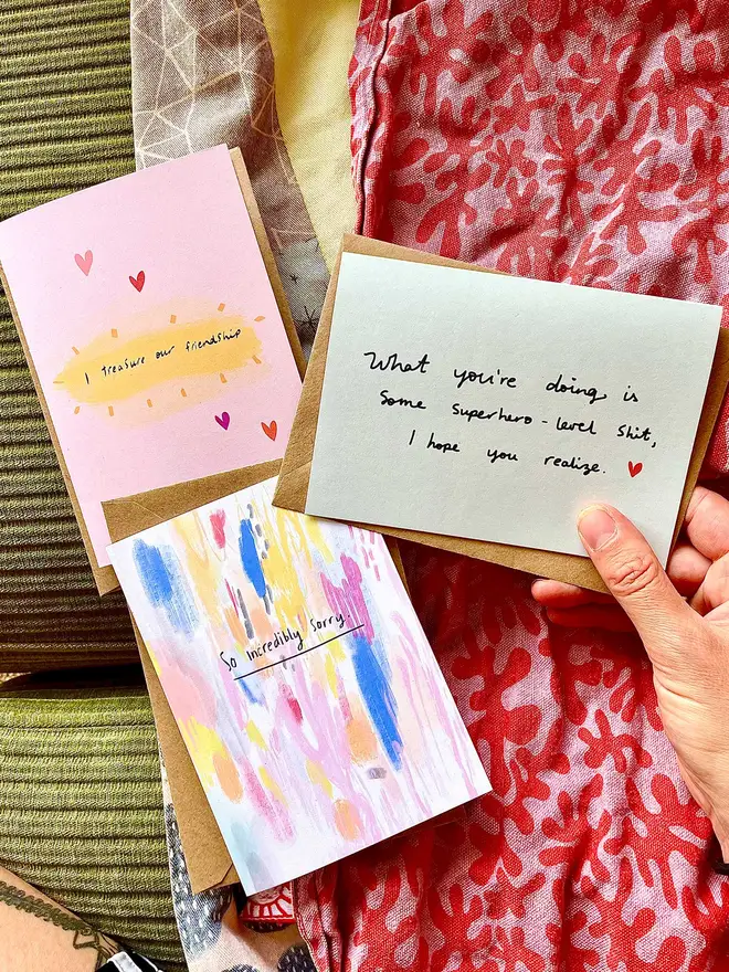 A trio of sympathy cards