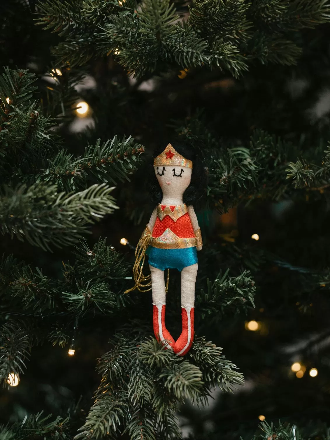 WonderWoman Jennifer Jackson doll seen in the tree.