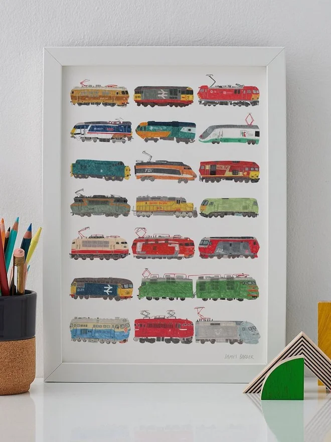 Vintage Trains Print