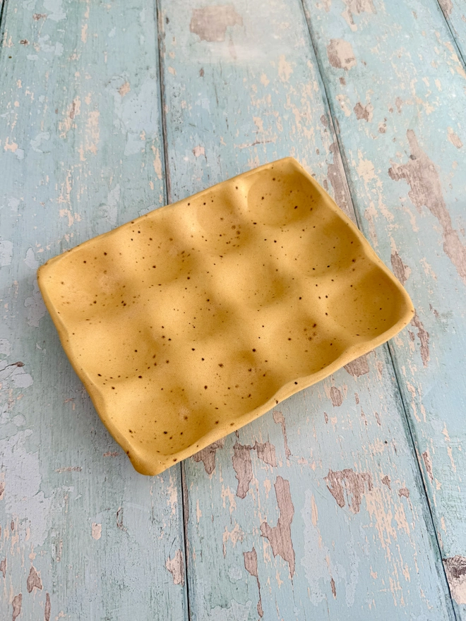Yellow speckled egg tray kitchen storage