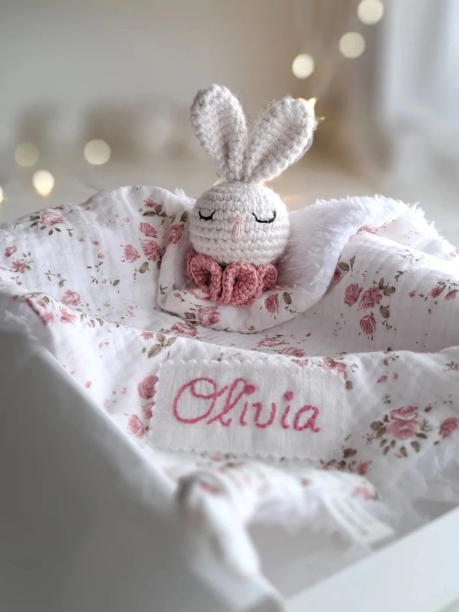 Personalised Pink Bunny Snuggle Comforter