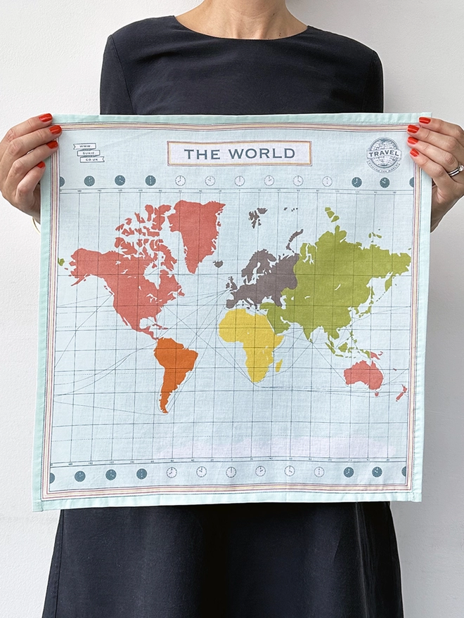 HOLDING THE MAP OF THE WORLD HANDKERCHIEF