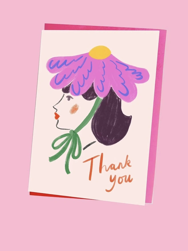 'Thank You' Flower Woman Greeting Card
